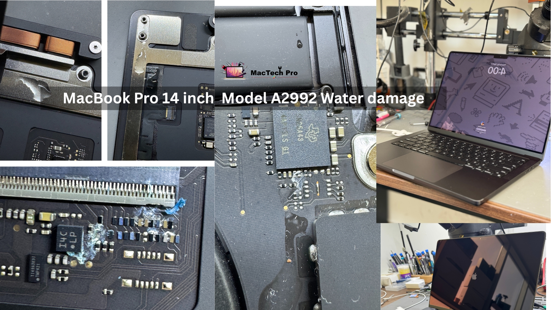 MacBook Pro 14 inch Water Damage Repair done by MacTech Pro